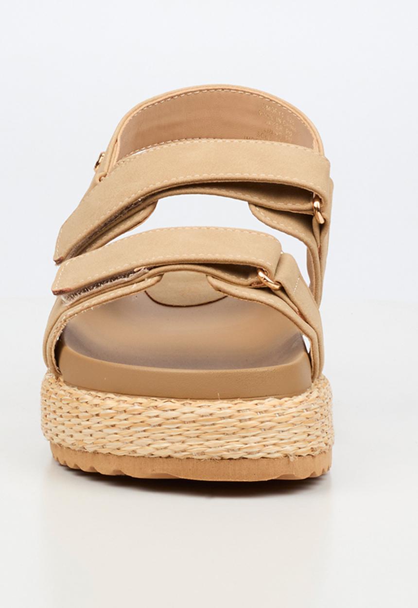 Miss Black - Emory 1 chunky strap wedge - natural