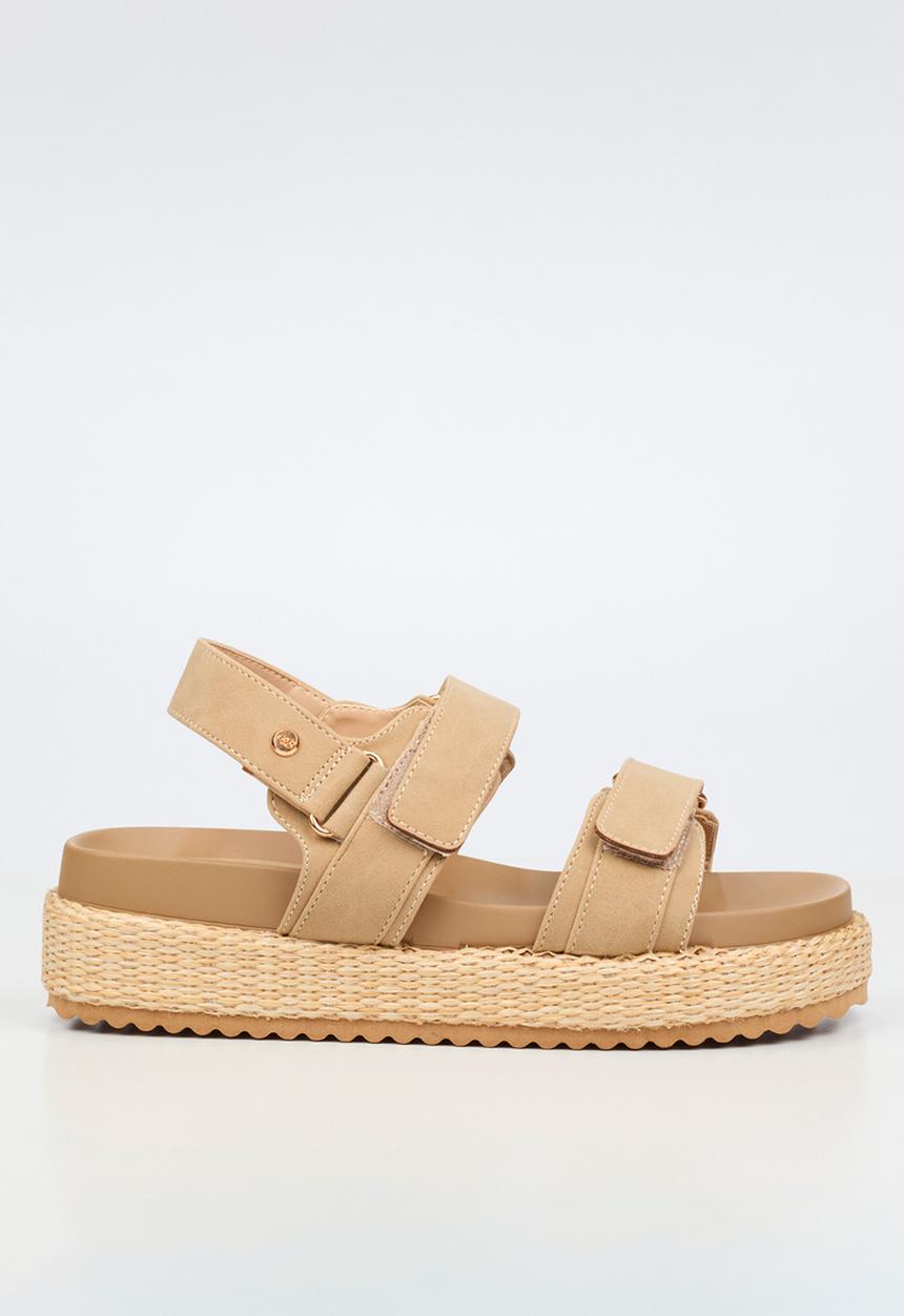 Miss Black - Emory 1 chunky strap wedge - natural