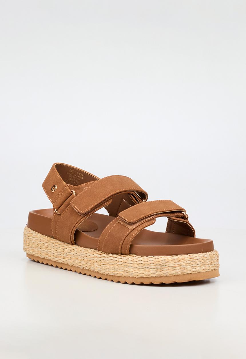 Miss Black - Emory 1 chunky strap wedge - tan