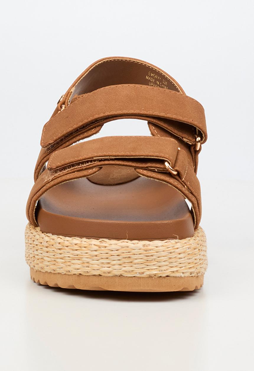 Miss Black - Emory 1 chunky strap wedge - tan