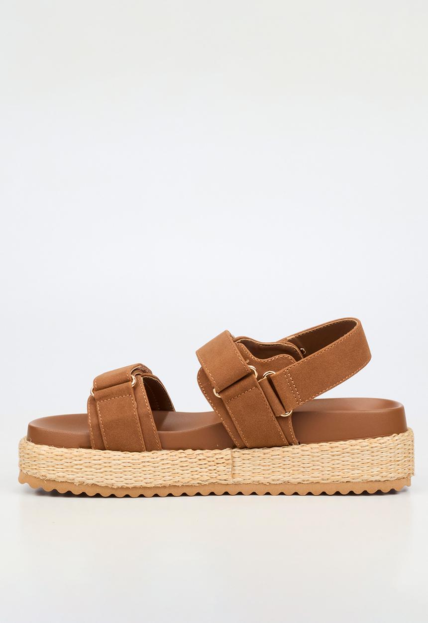 Miss Black - Emory 1 chunky strap wedge - tan