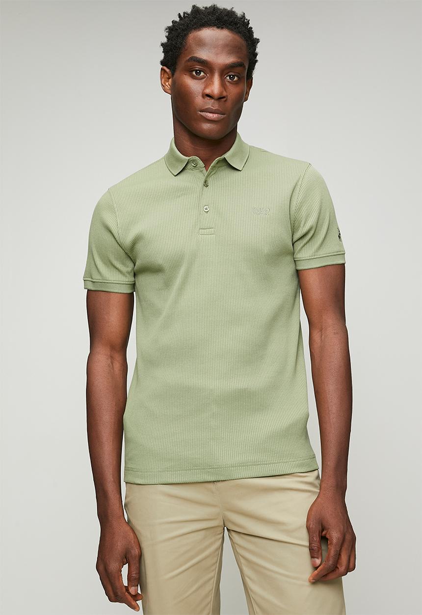 POLO - MENS PJC SS RIBBED GOLFER - Green