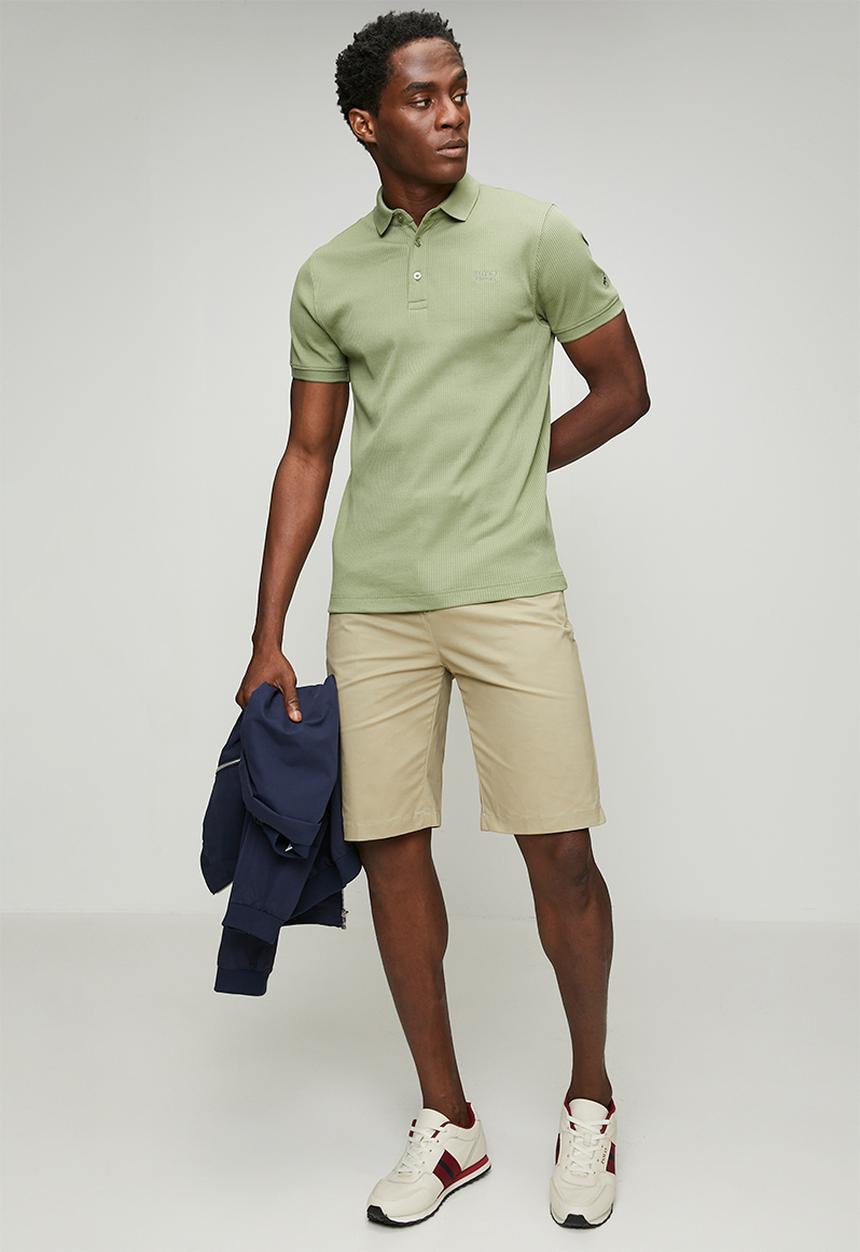 POLO - MENS PJC SS RIBBED GOLFER - Green