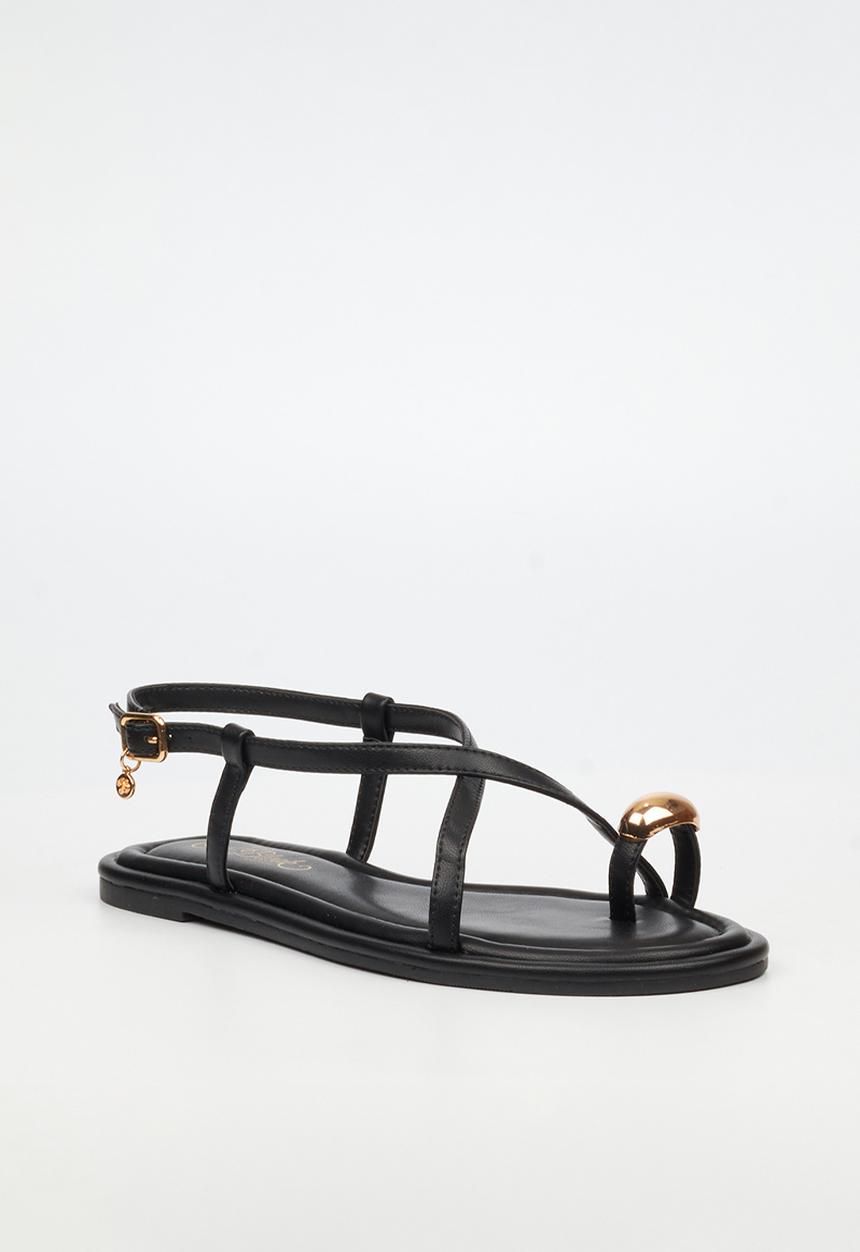 Miss Black - Kali 8 gold trim sandal - black