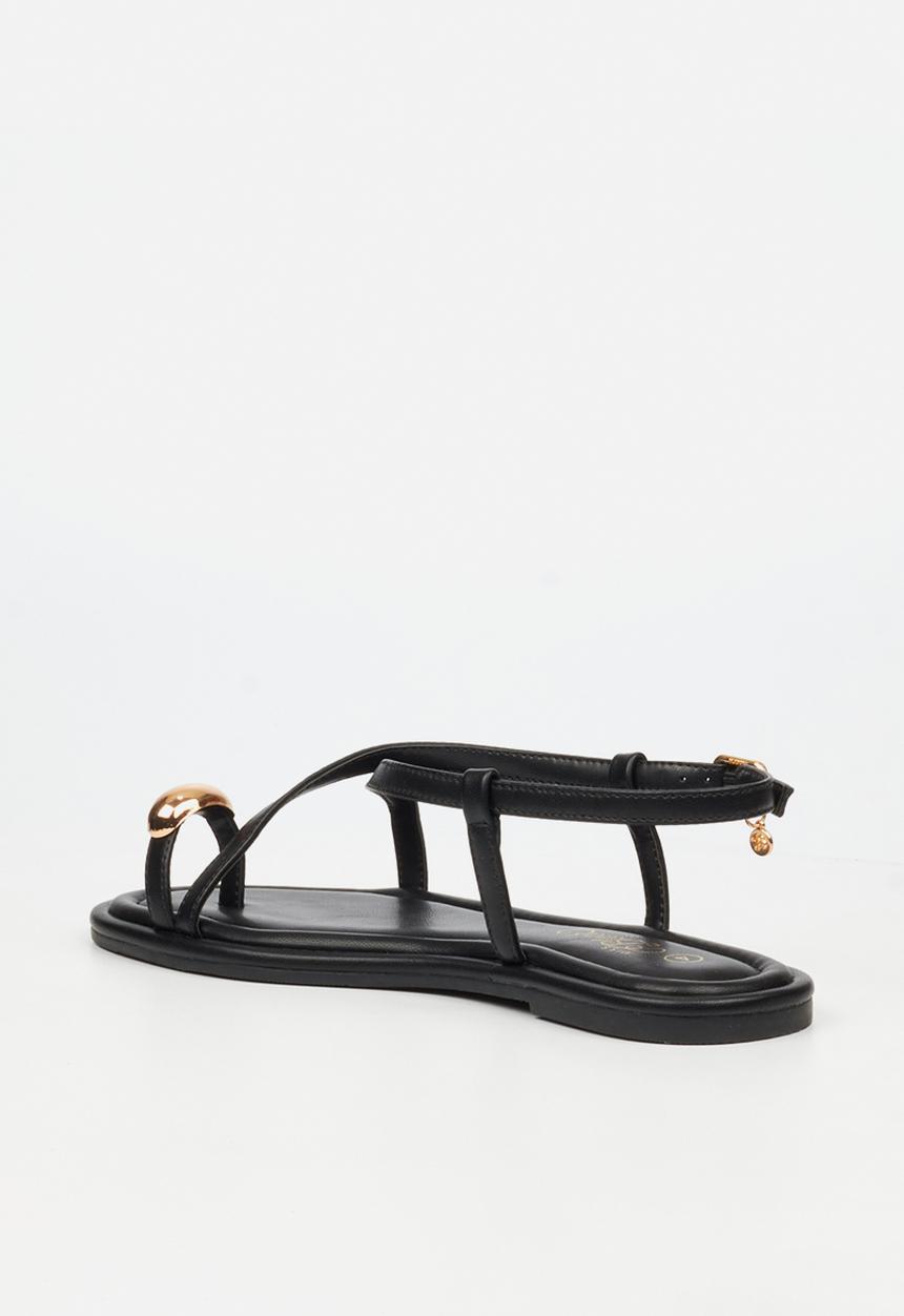 Miss Black - Kali 8 gold trim sandal - black