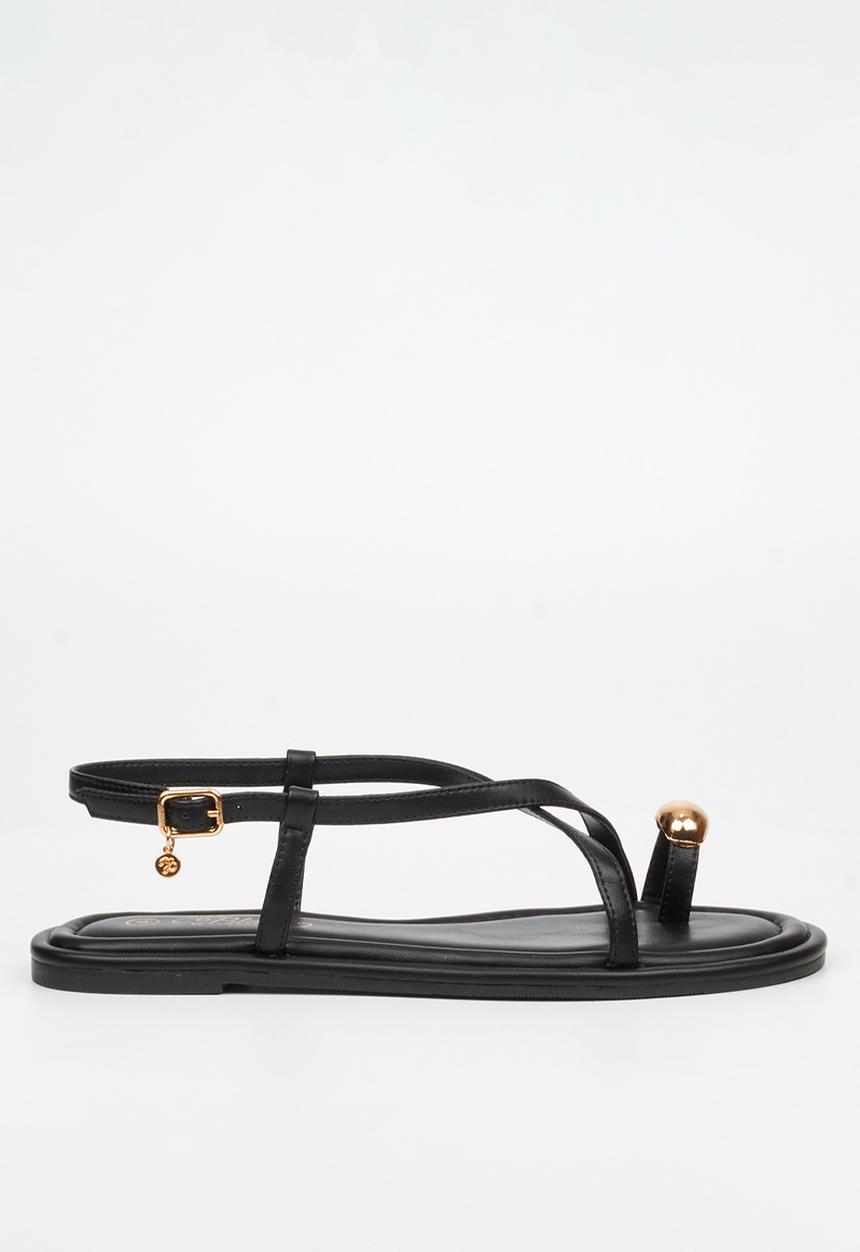 Miss Black - Kali 8 gold trim sandal - black