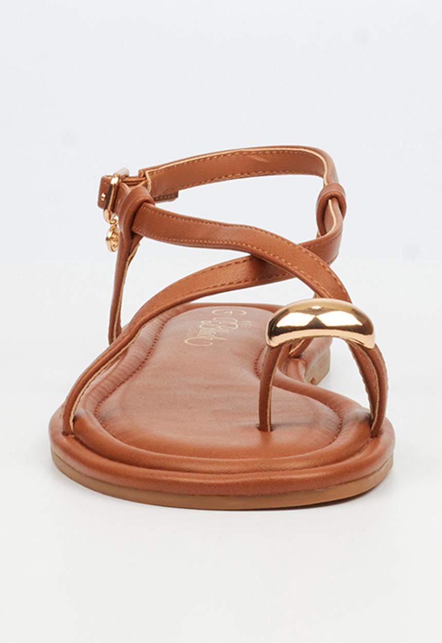 Miss Black - Kali 8 gold trim sandal - tan