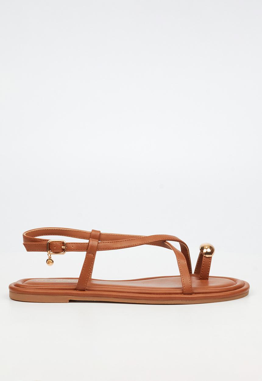 Miss Black - Kali 8 gold trim sandal - tan