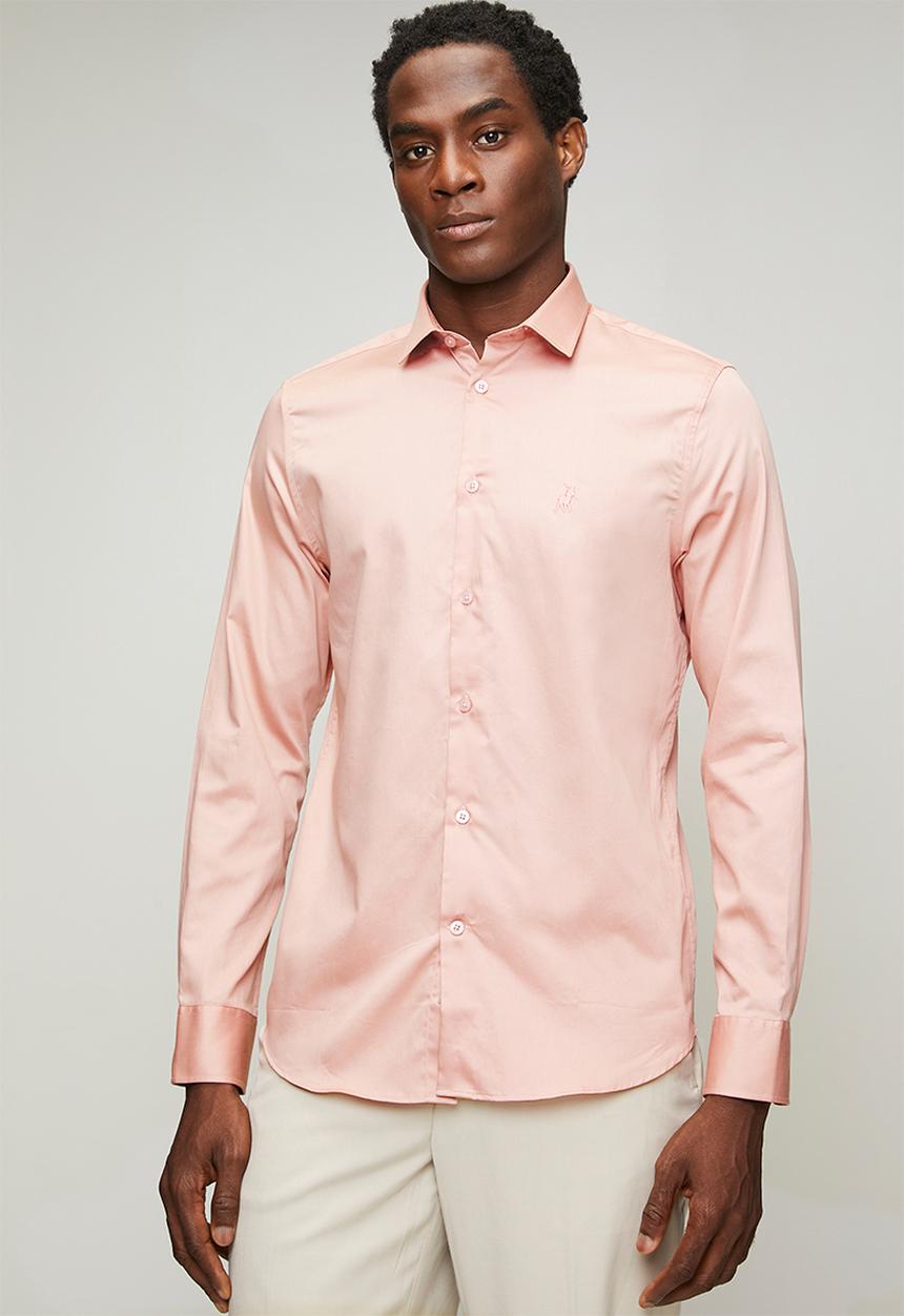 POLO - MENS LS PLAIN SHIRT - Pink