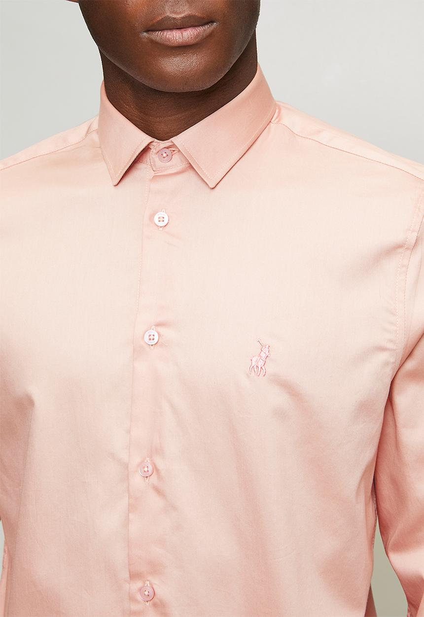 POLO - MENS LS PLAIN SHIRT - Pink
