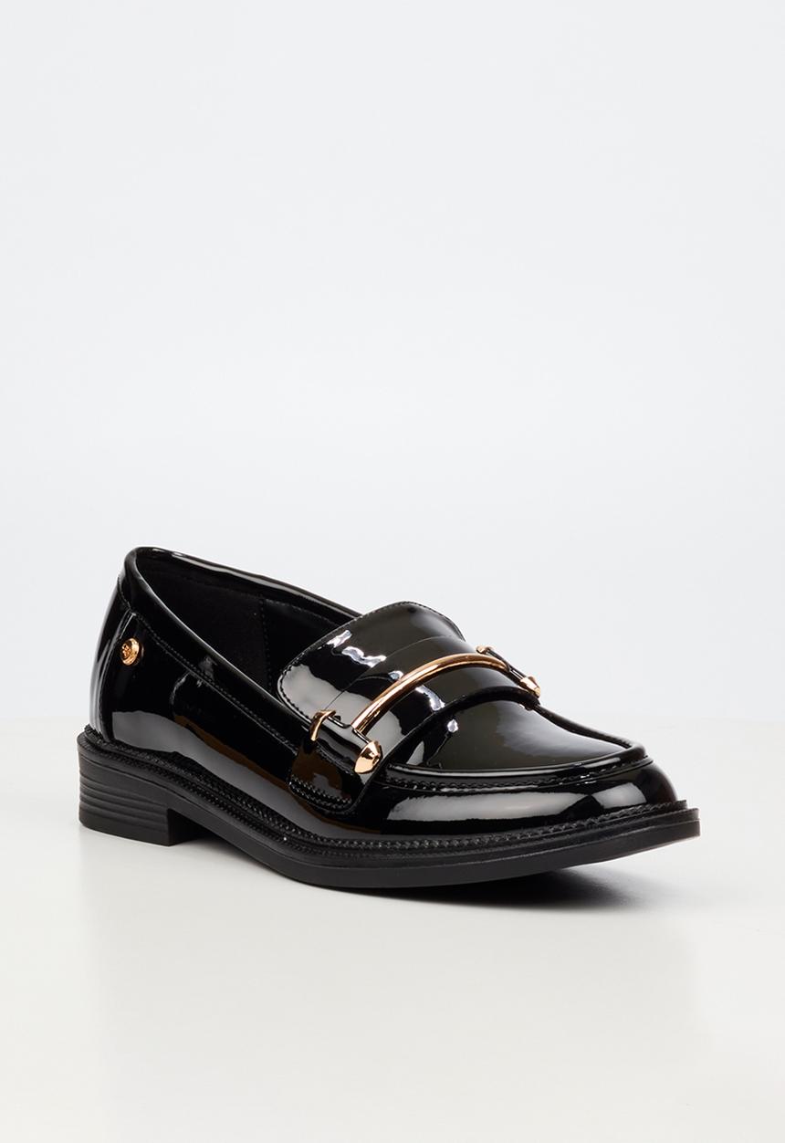 Miss Black - Lizi 2 gold trim loafer - black