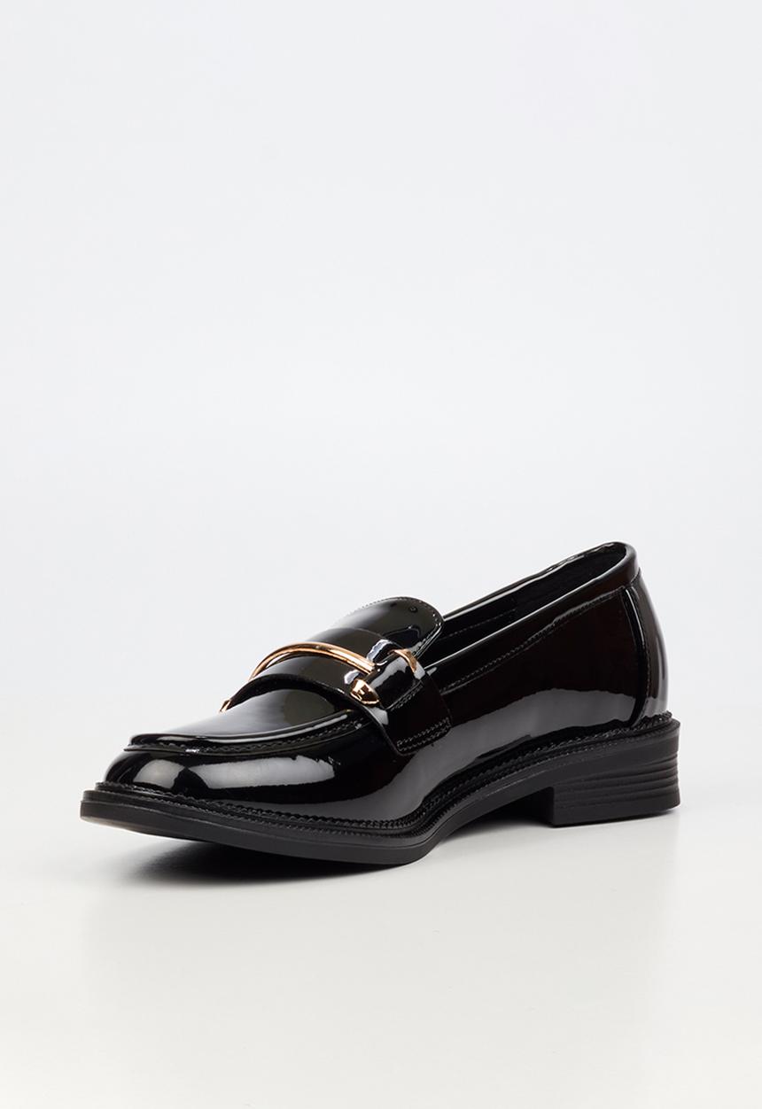 Miss Black - Lizi 2 gold trim loafer - black