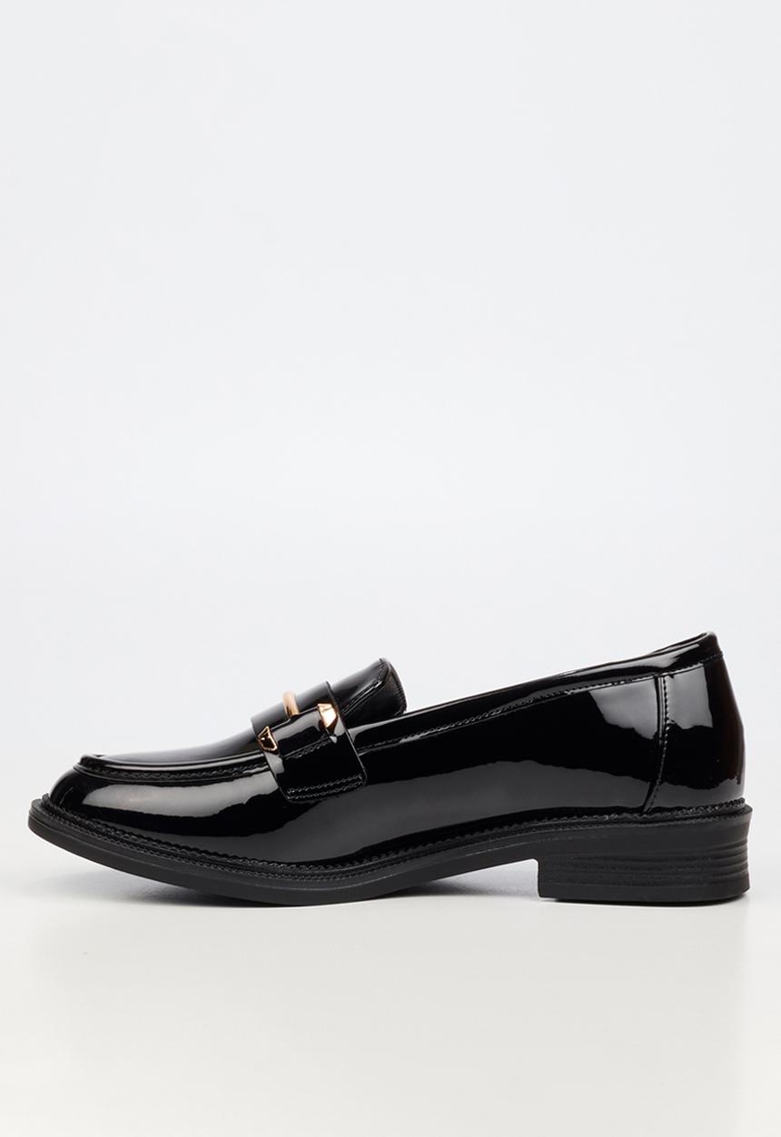 Miss Black - Lizi 2 gold trim loafer - black