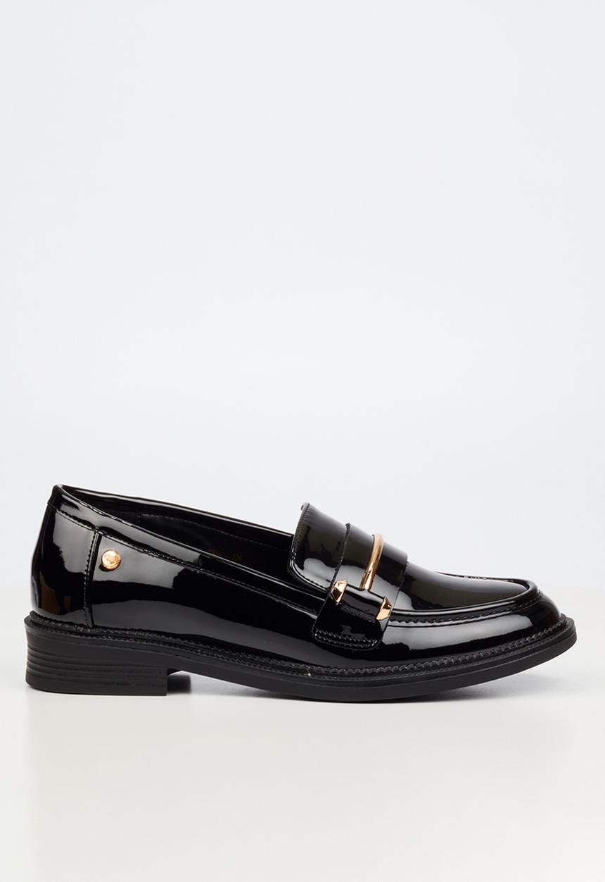 Miss Black - Lizi 2 gold trim loafer - black