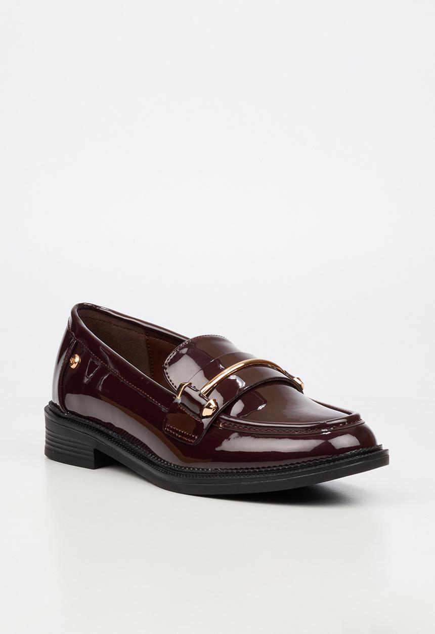 Miss Black - Lizi 2 gold trim loafer - chocolate