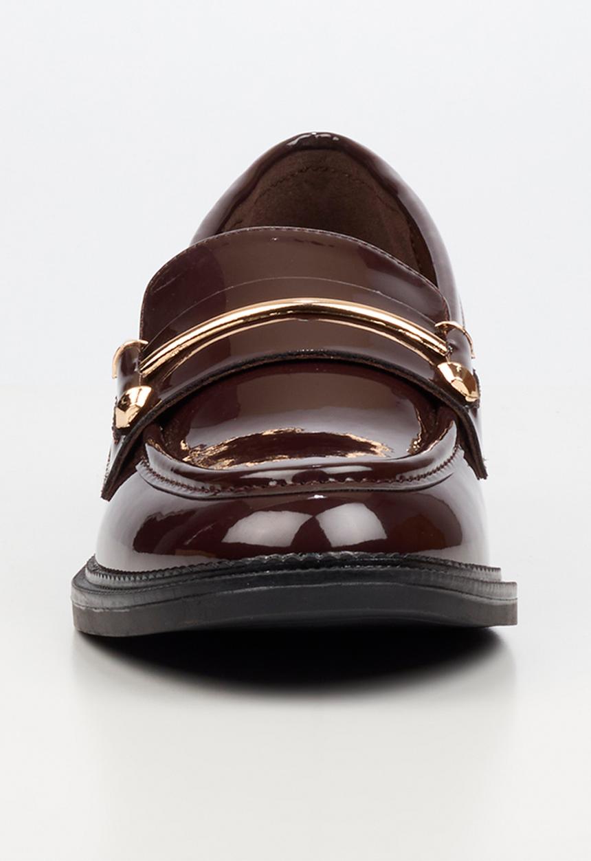Miss Black - Lizi 2 gold trim loafer - chocolate