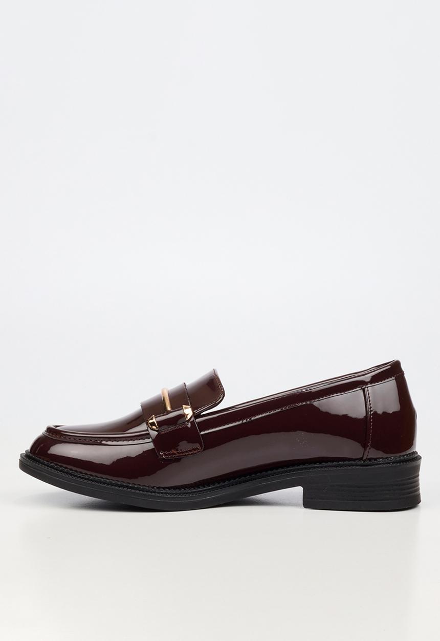 Miss Black - Lizi 2 gold trim loafer - chocolate