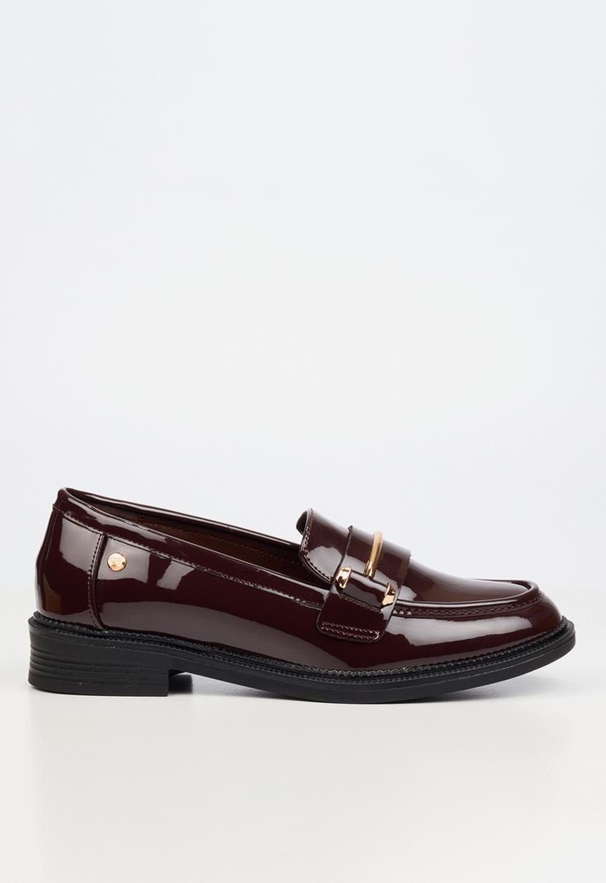 Miss Black - Lizi 2 gold trim loafer - chocolate