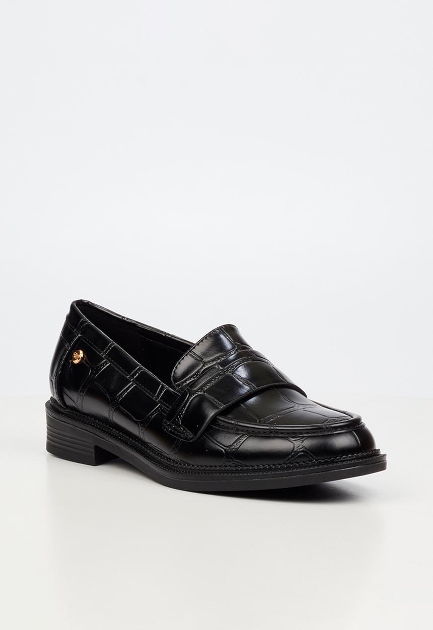 Miss Black - Lizi 3 croc print loafer - black