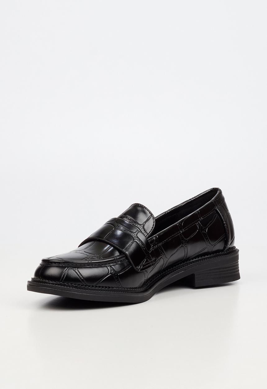 Miss Black - Lizi 3 croc print loafer - black