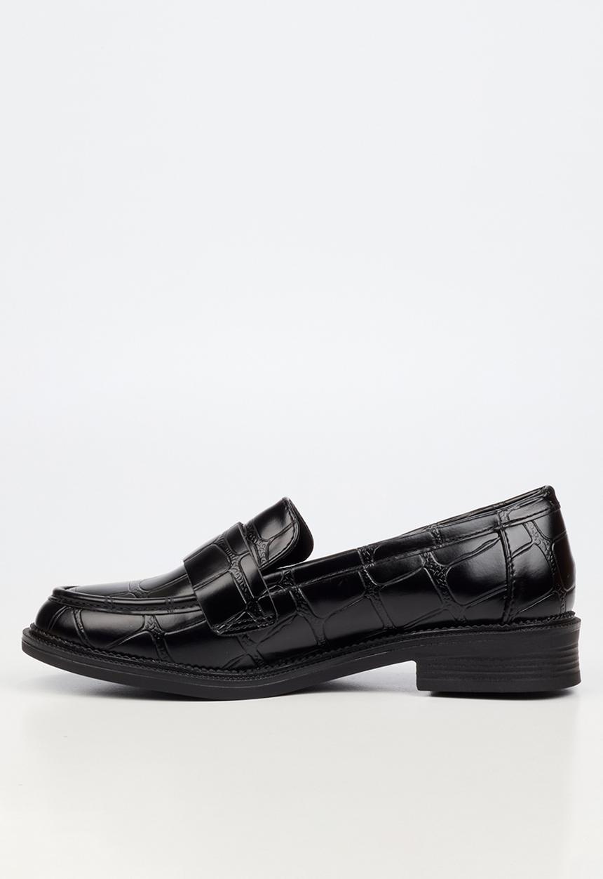 Miss Black - Lizi 3 croc print loafer - black