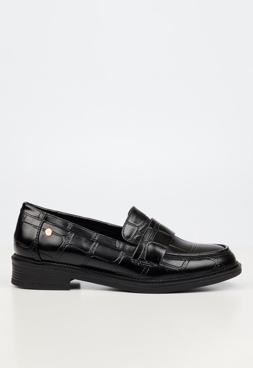 Miss Black - Lizi 3 croc print loafer - black