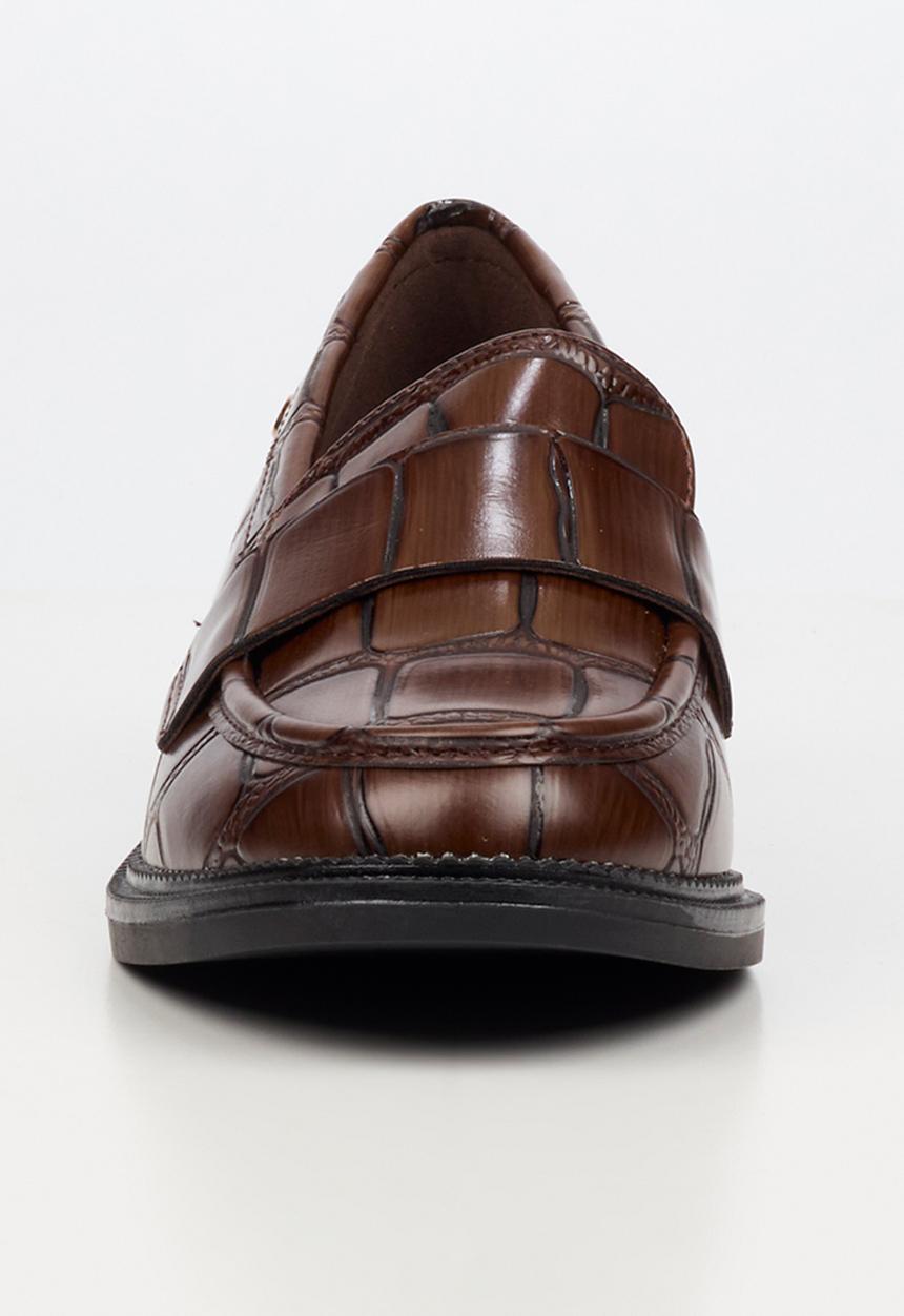 Miss Black - Lizi 3 croc print loafer - chocolate