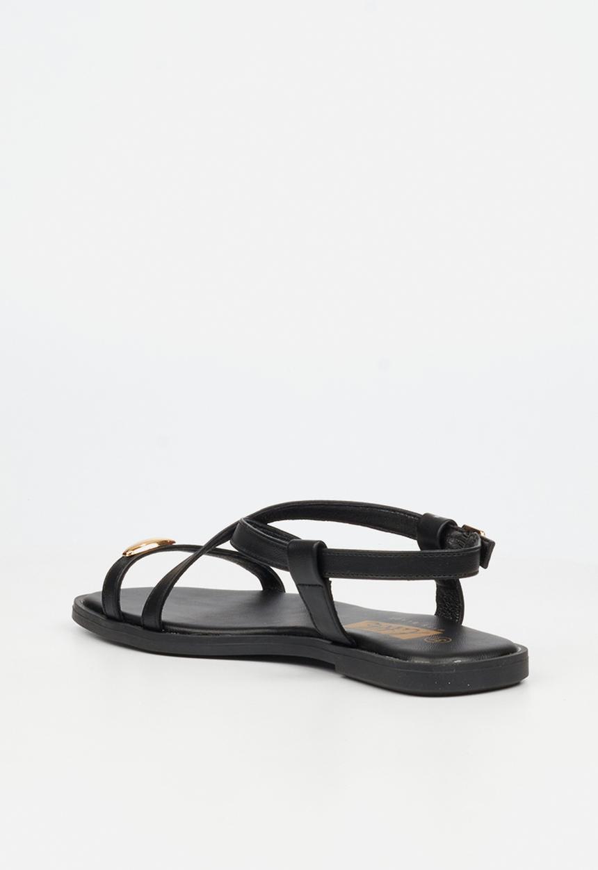 Little Miss Black - Amy 2 Gold Trim Sandal - Black