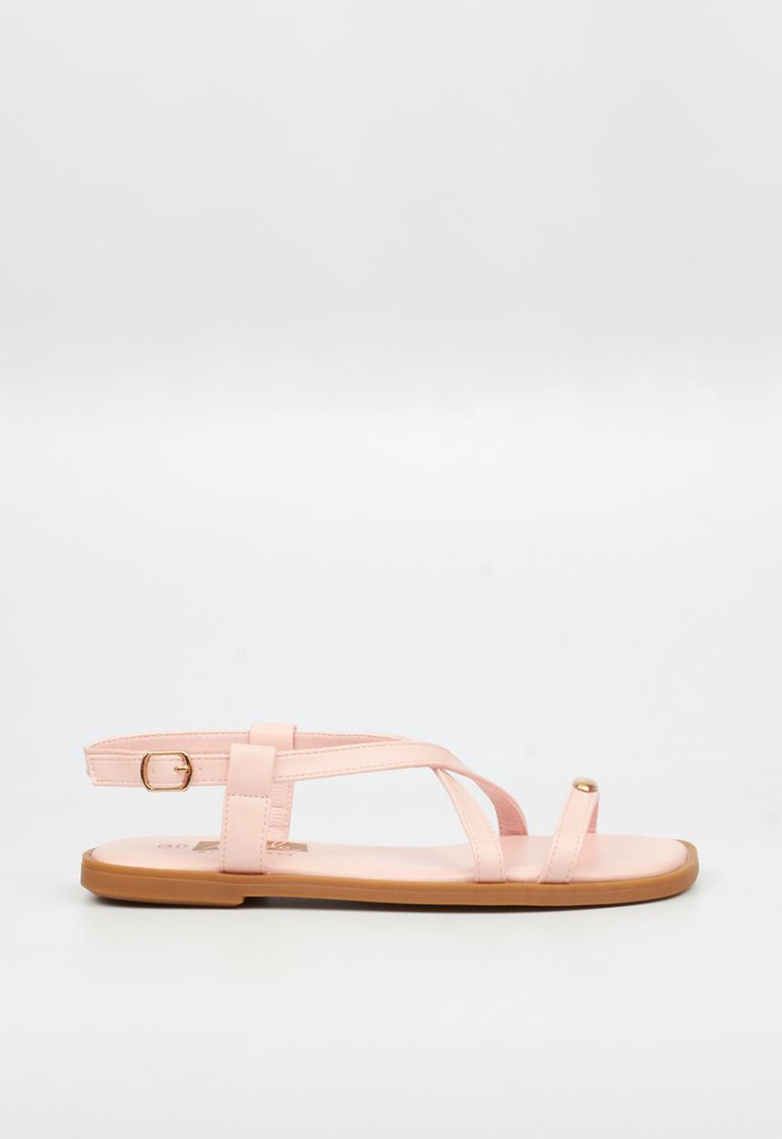 Little Miss Black - Amy 2 Gold Trim Sandal - Pink