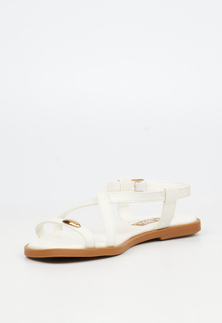 Little Miss Black - Amy 2 Gold Trim Sandal - White