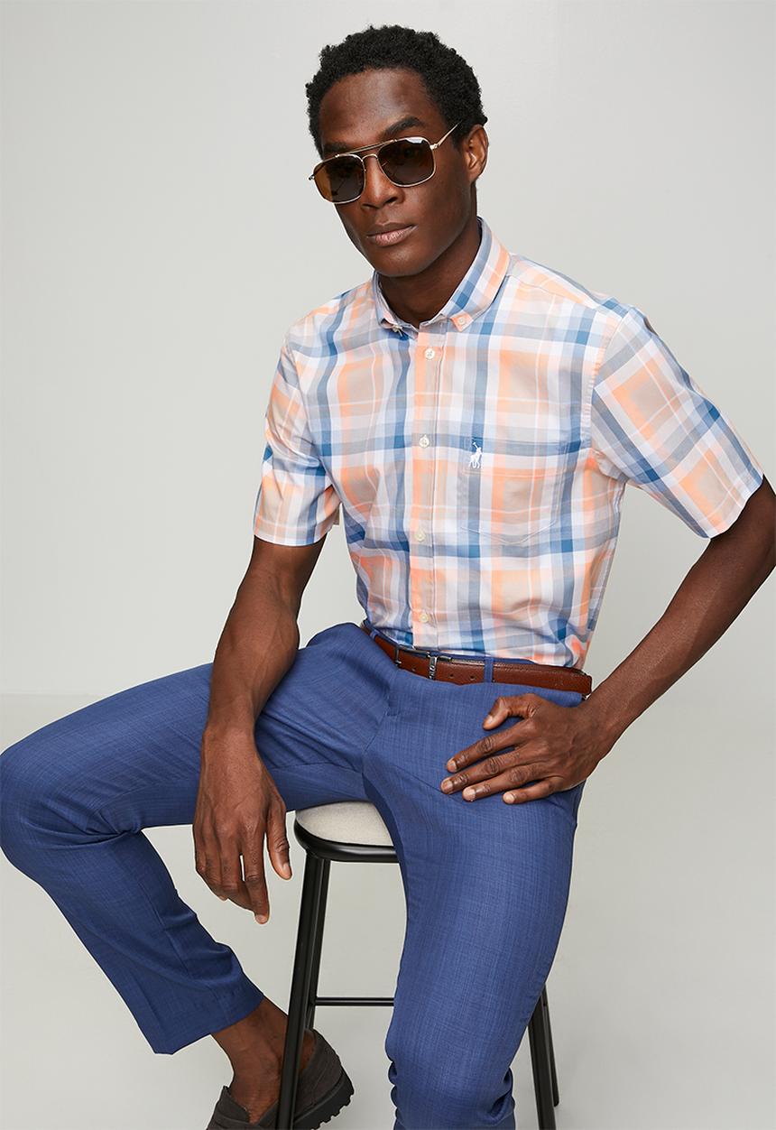 POLO - MENS SS CHECK SHIRT - Multi
