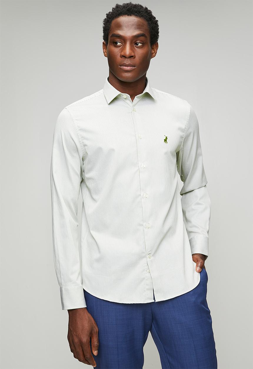 POLO - MENS LS YD STRIPE  SHIRT - Green
