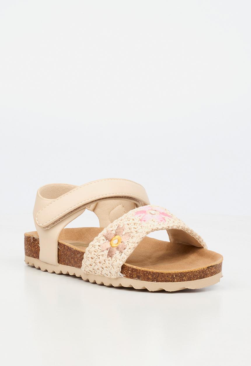 Little Miss Black - Iris 1 Raffia Cork Sandal - Ivory
