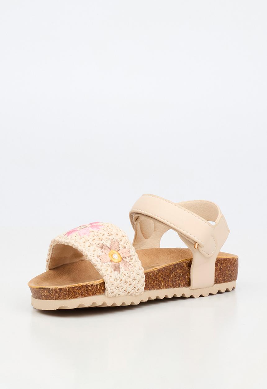 Little Miss Black - Iris 1 Raffia Cork Sandal - Ivory