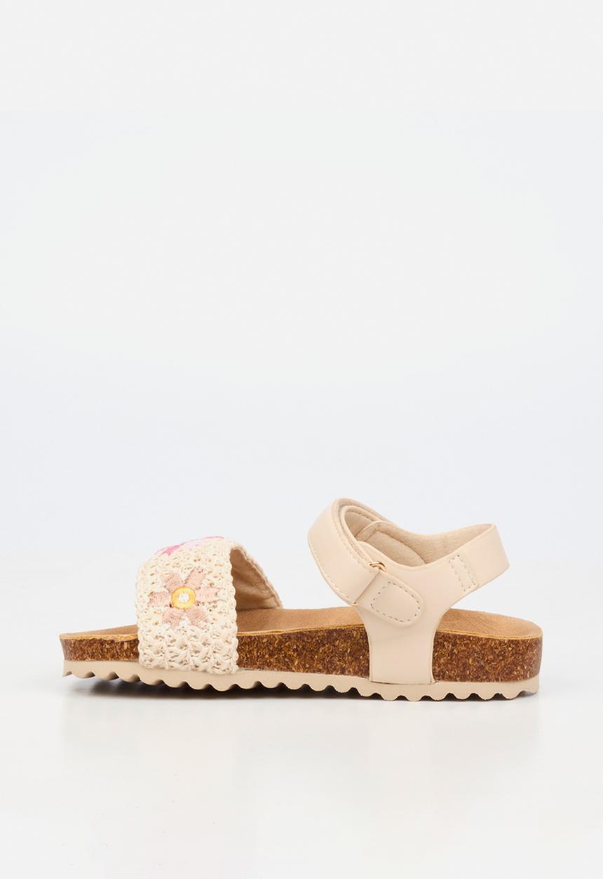 Little Miss Black - Iris 1 Raffia Cork Sandal - Ivory