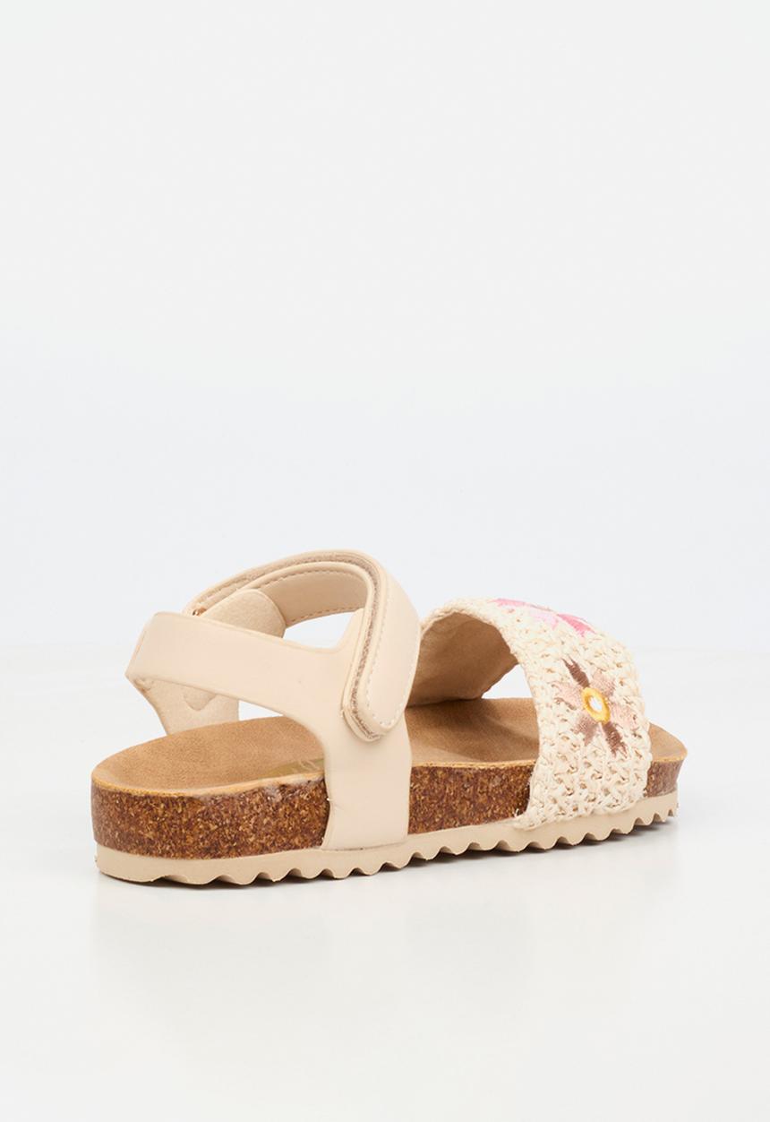 Little Miss Black - Iris 1 Raffia Cork Sandal - Ivory