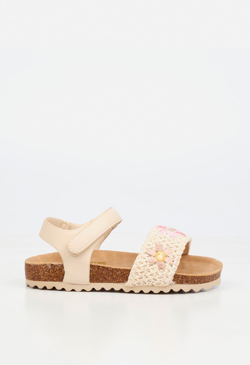 Little Miss Black - Iris 1 Raffia Cork Sandal - Ivory