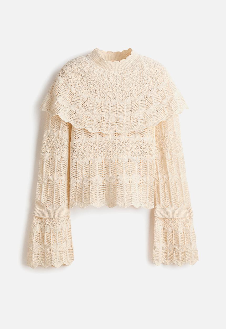 H&M - Lace-look cape top - cream