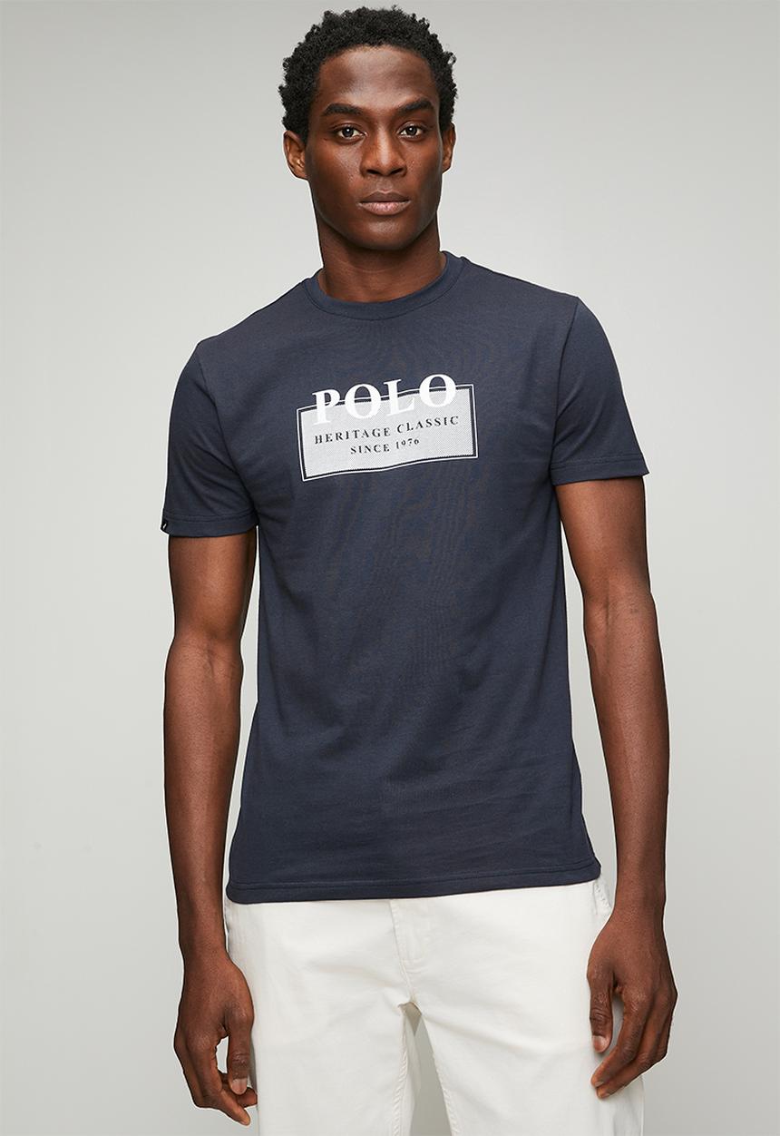 POLO - Mens hd twill and logo short sleeve  T-shirt - navy