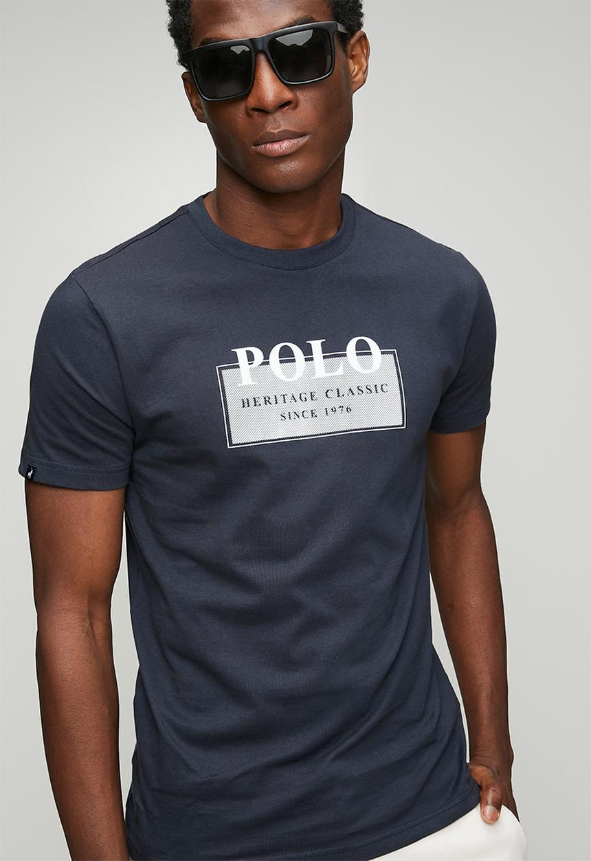 POLO - Mens hd twill and logo short sleeve  T-shirt - navy