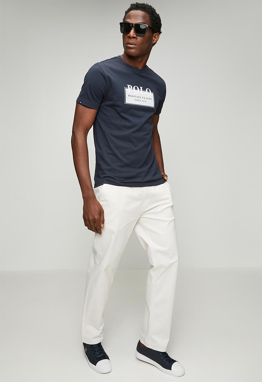 POLO - Mens hd twill and logo short sleeve  T-shirt - navy