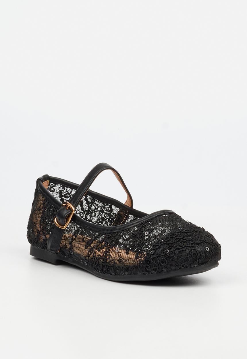 Little Miss Black - Lovely 1 Lace Mary-Jane Pump - Black