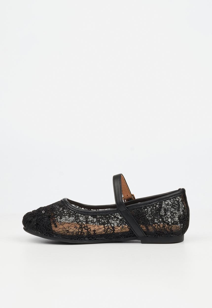 Little Miss Black - Lovely 1 Lace Mary-Jane Pump - Black