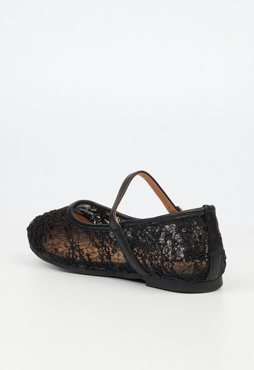 Little Miss Black - Lovely 1 Lace Mary-Jane Pump - Black