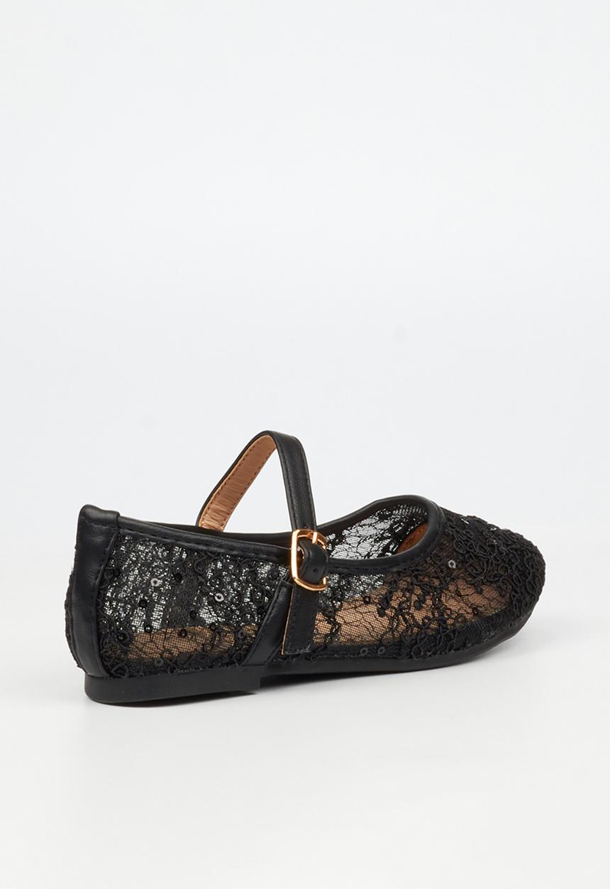Little Miss Black - Lovely 1 Lace Mary-Jane Pump - Black