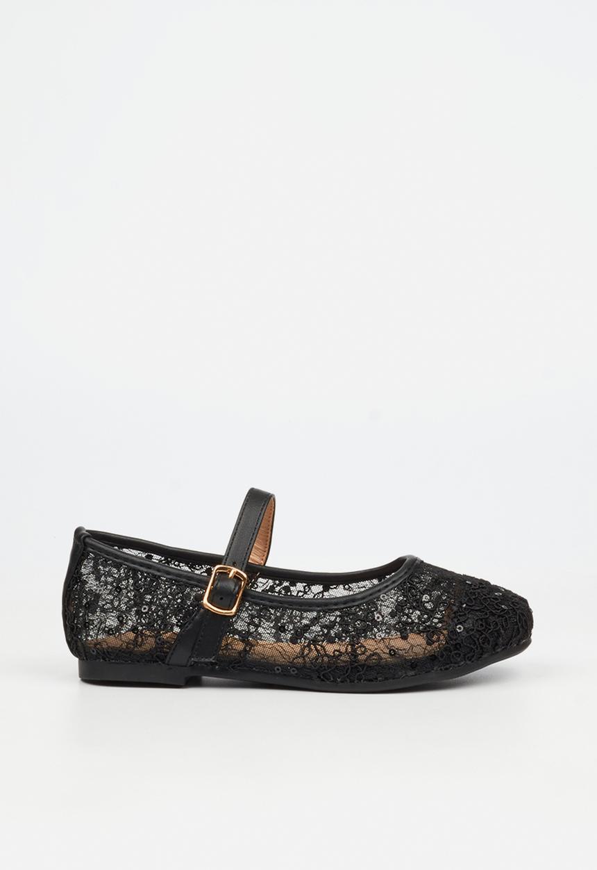 Little Miss Black - Lovely 1 Lace Mary-Jane Pump - Black