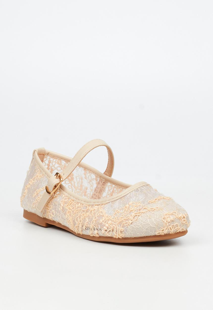 Little Miss Black - Lovely 1 Lace Mary-Jane Pump - Natural