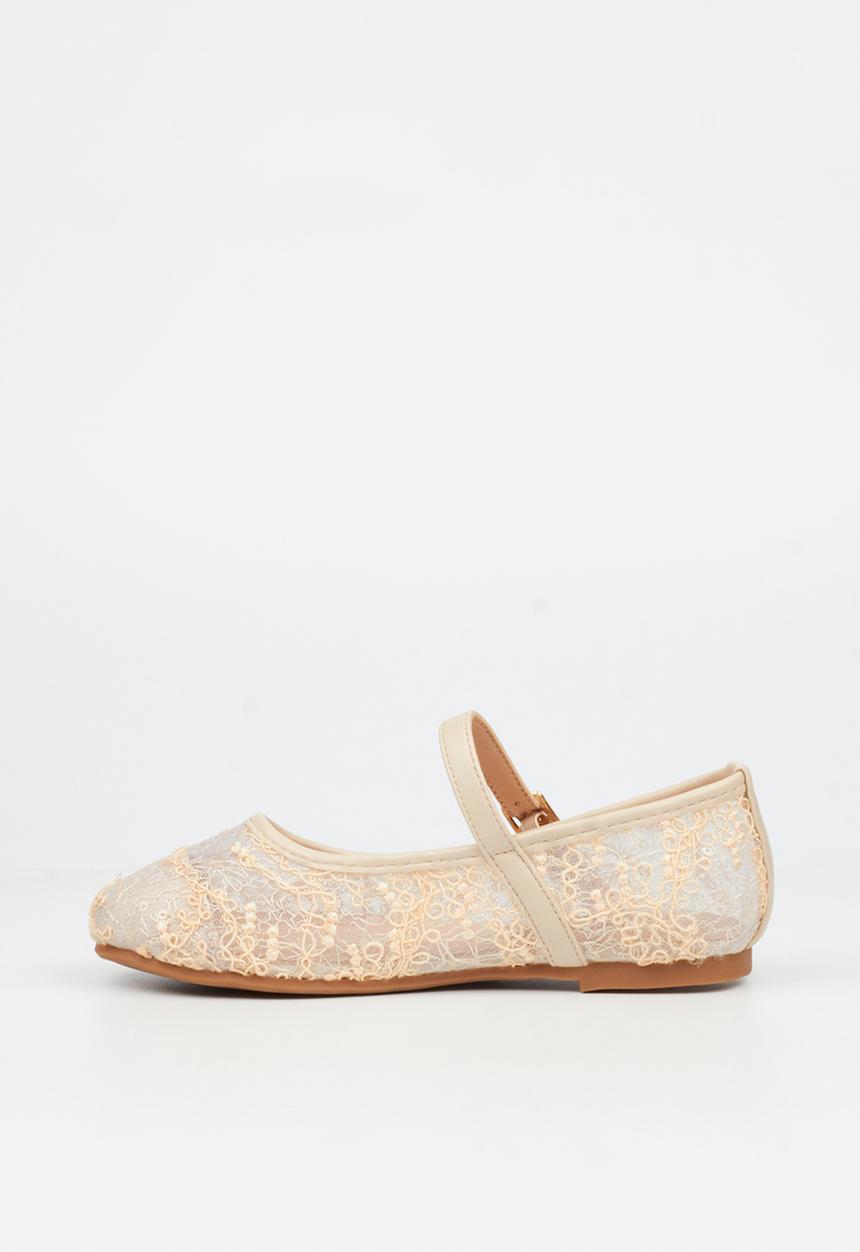 Little Miss Black - Lovely 1 Lace Mary-Jane Pump - Natural