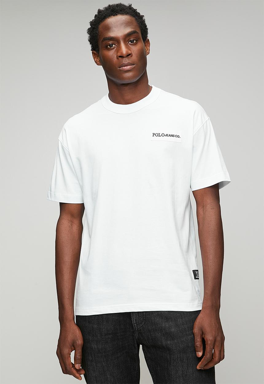 POLO - Mens pjc herringbone tape tee - white