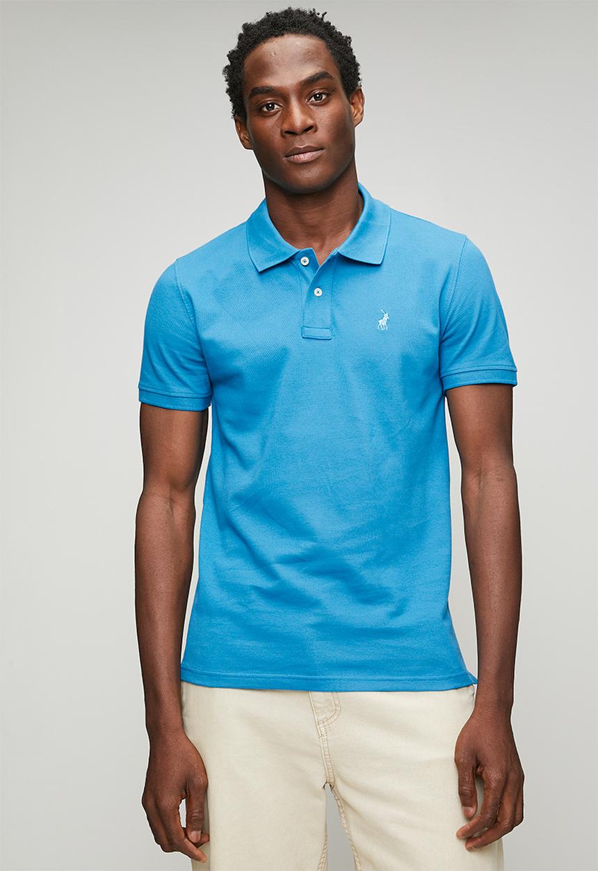POLO - Mens essential pique short sleeve golfer  - blue